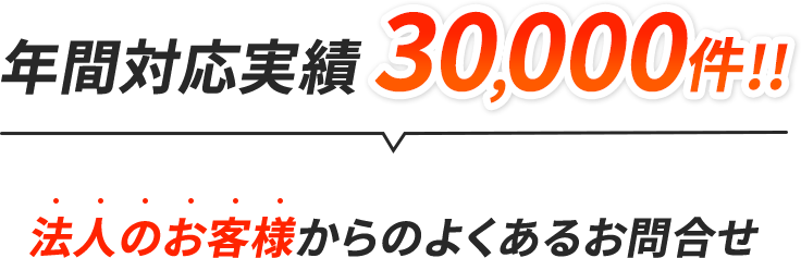 年間対応実績10,000件、法人のお客様からのよくあるお問合せ